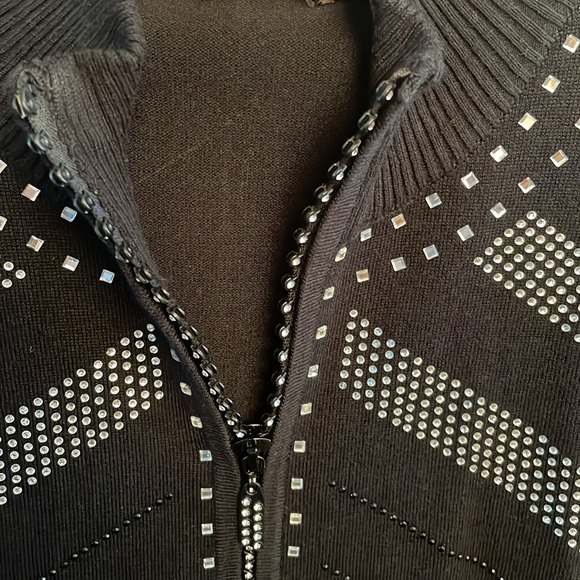Black Studded Women's cardigan sweater size large.  Brand new never worn - Picture 6 of 8